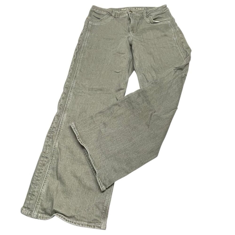American Eagle Beige Gray Double Seam Stovepipe Jeans